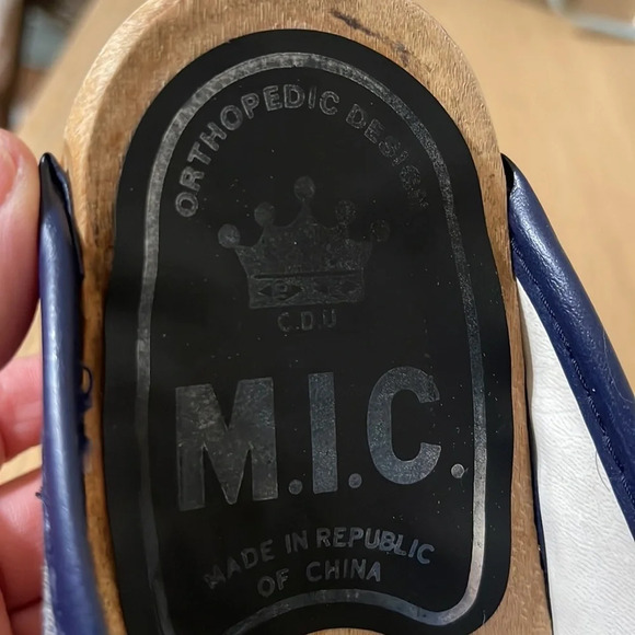 M.I.C. Vintage wooden Clogs Mules  Orthopedic Design size 6 blue - Picture 7 of 17